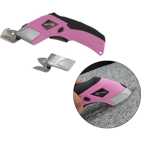 Cisaille électrique YOURTOOLS 10004/min, Coupe tissu cuir 20mm, Outil artisanat professionnel rose 20W (1/4)