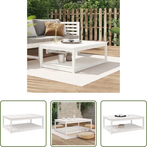 vidaXL Bois de pin massif - Table de jardin blanc 121x82,5x45 cm bois massif de pin (1/5)