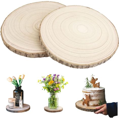 2 Morceau Rond En Bois Tranche De Bois Rondin Bois Rondin De Bambou Rondelles De Bois Craft Disque Rondelles Bois Brut Rondin De Bois Sans Trou - Diamètre 30-35 Cm (1/5)