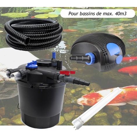 Kit Filtration Pression UV 36W, + 1 ampoule supplémentaire Pompe, Tuyau Pour Bassins De 40000 L (1/5)