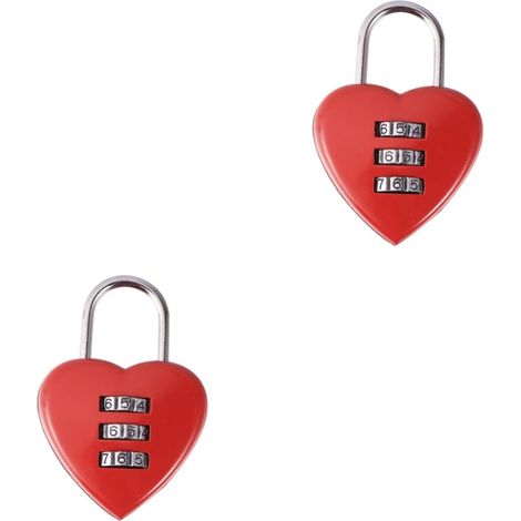 Lot De 2 Cadenas À Bagages Réinitialisables Avec Cadenas En Forme De Cœur Verrou De Sécurité Pour Bagages Verrouillage Par Mot De Passe (1/5)