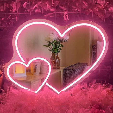 Neonfarbener Herz-Spiegel: Die perfekte Dekoration für Schlafzimmer, Mädchenzimmer, Geburtstagsfeiern, Studios und Geschäfte. (1/5)
