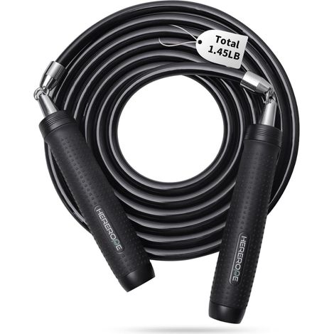 1lb Weighted Jump Rope, 11mm Steel Cable, Metal Handles, Adjustable Length for Exercise and Fitness (1/5)