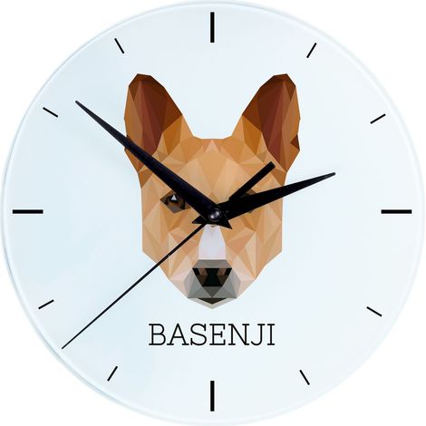 Basenji, Basenji, Congo Dog - orologio da parete geometrico con foto e iscrizione di Art-Dog (1/4)