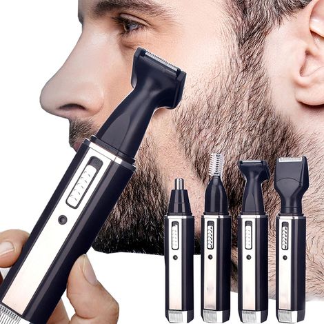 Rasoio per sopracciglia, ricarica USB, per uso facciale, rifinitore elettrico a doppia testina, rifinitore elettrico per peli del naso con ricarica USB, progettato per la barba e il viso (1/5)