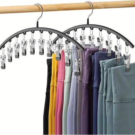 2er-Pack Kleiderbügel aus Edelstahl mit Trockner und Clips, Kleiderbügel für Zuhause, windfester Balkonständer mit Clips, platzsparende Aufbewahrungseinheit (1/5)