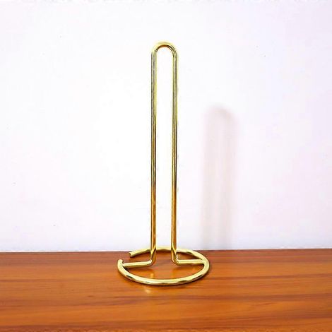 Porte-rouleau de papier toilette pour cuisine et salon, support de papier toilette sur pied en métal (doré) (1/5)