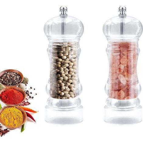 2Pcs Moulin à Poivre, Moulin Sel Poivre, Ensemble de moulin à poivre avec grossièreté réglable, Salières et Poivrières, Idéal pour Cuisine, Restaurant, BBQ, Camping (1/5)