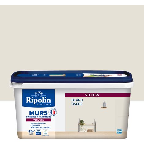 Ripolin – Peinture intérieure ultra-couvrante 2,5L – Blanc cassé – Aspect velours pour murs et boiseries – Fabriquée en France (1/5)