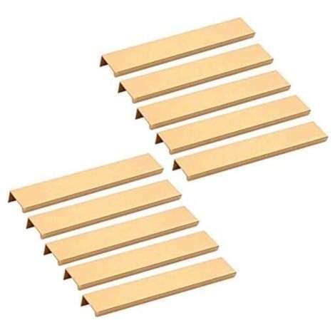 QORVA-Lot de 10 poignées invisibles pour meubles - Poignées dorées pour placards de cuisine et tiroirs, 160 mm (1/4)