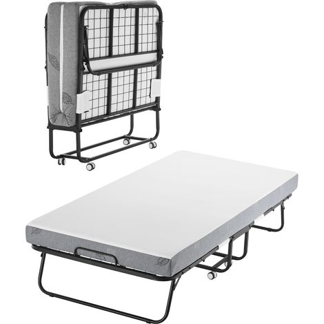 VEVOR Lit deAppoint Pliant 96,5 x 190 cm, Taille Jumeau, avec Cadre en Metal Robuste et Matelas en Mousse a Memoire de Forme de 12,5 cm d’Epaisseur, Portable, pour Adultes, Invites, Maison, Camping