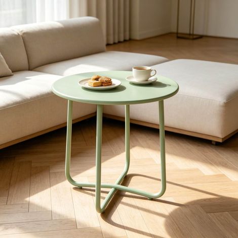 Tavolino basso da esterno Ø 48 x 51 cm in metallo verde OKMYHOME (1/5)
