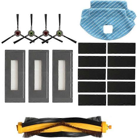 Accessoires pour robot aspirateur Ecovacs Deebot OZMO 930 : brosse principale, brosse latérale, filtre HEPA, serpillière en tissu (1/5)