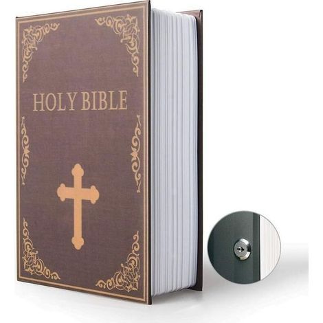 Petit coffre-fort secret pour dictionnaire de diversion avec clé de sécurité (clé. Bible) (1/4)