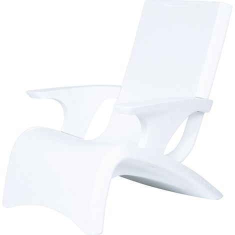 Step2 Vero Chaise Adirondack Pour Piscine En Plastique Blanche - Avec Accoudoirs Transat Avec Base Lestable Et Plastique Uv20 - Pour Profondeur D'Eau Jusqu'À 22,9 Cm Bain De Soleil D'Extérieur/De Ja