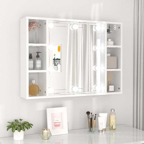 Spiegelschrank mit LED Hochglanz-Weiß 76x15x55 cm vidaXL (1/5)