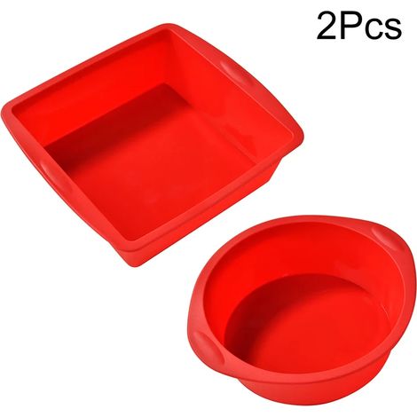 (Ensemble rouge deux pièces) Moules en silicone, adaptés à la confection de pâtisseries et de desserts, accessoires pour la pâtisserie. (1/4)