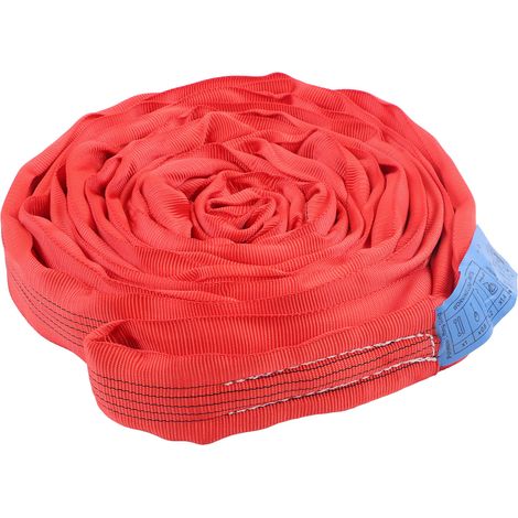 5-Tonnen-Flachhebegurt mit Doppelaugenschnalle, Polyester-Kranhebegurt, 4 Meter langes rotes Hebeseil