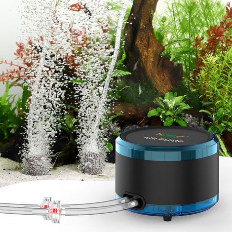 Aérateur Aquarium, 4W/8W Dual Outlet Powerful Fish Tank Air Pump, Réglable Pompe à Air Aquarium Up to 450L Tanks (1/5)