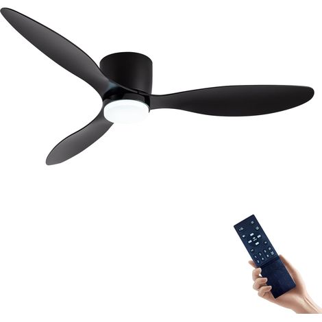 Ventilateur de plafond 106 cm silencieux avec lumière LED, télécommande, minuterie, variateur, 6 vitesses – Lampe intégrée pour salon et chambre (Noir) (1/5)