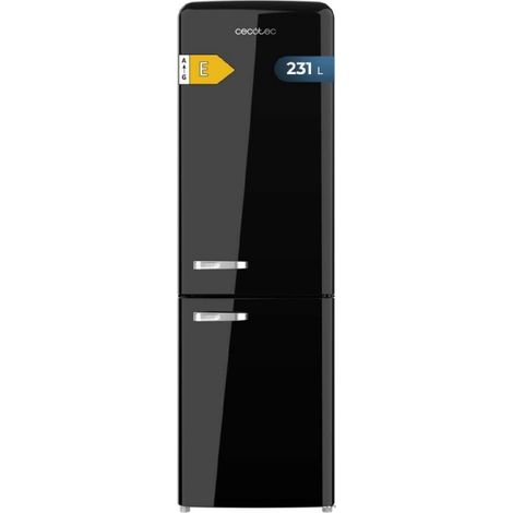 Cecotec Frigorífico Combi No Frost Retro 231L Bolero CoolMarket Combi Origin 231 NF Black E. Altura 176,5cm y 54cm de Ancho, Total No Frost, Sistema Multi Air Flow, Modo Fast Cooling, Negro (1/3)