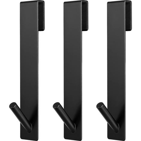 Crochets de porte de douche, 17 cm, noir, lot de 3, pour portes de douche en verre sans cadre, crochets porte-serviettes extensibles (1/5)