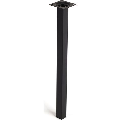 Pied de meuble carré en acier noir 400 mm – Dimensions 25x25 mm – Pour sols durs et surfaces stables – Fixation robuste