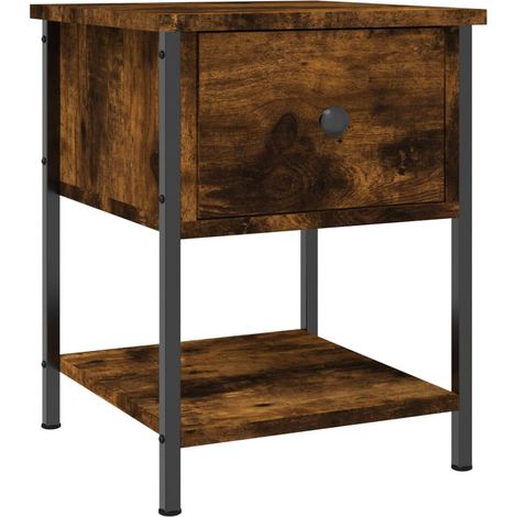 Comodino con cassetto e ripiano 34 x 35,5 x 45 cm MDF marrone e ferro DEC033540