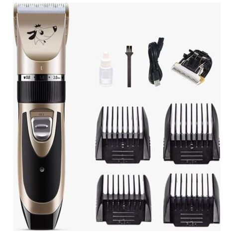 Tosatrice professionale senza fili, silenziosa, per cani e gatti, con batteria ricaricabile, ideale per peli lunghi e folti, kit completo. (1/4)