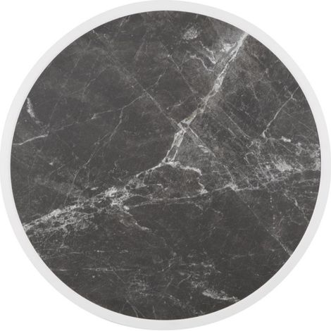 Plateau de table extérieur rond en verre trempé effet granit foncé bord blanc 580mm - BOLERO (1/5)