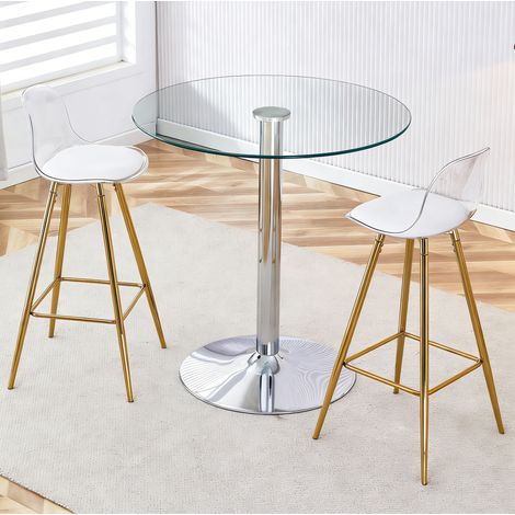 Conjunto mesa y sillas de bar de cristal 89 cm OKMYHOME (1/5)