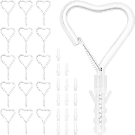 Q-Hanger 15pcs Outdoor Screw Hooks with Safety Buckle Hooks with Safety for Hanging Potted Plants, Christmas Decorations, Lanterns (White) (1/5)