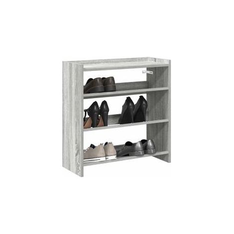 Étagère à chaussures en bois Manda L 60 x H 62cm - Rangement 3 niveaux-Chêne gris (1/5)