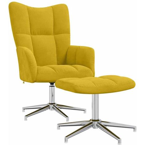 Chaise longue avec repose-pieds en velours – Assise confortable design moderne, couleur moutarde, idéale pour salon ou chambre (1/5)