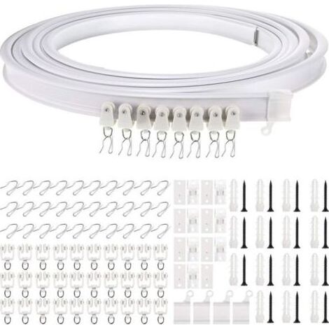 Rail De Plafond Pliable Rail De Rideau Incurvé Montage De Rideau De Plafond Flexible Rail De Fenêtres Courbes Pour Rail De Rideau Avec Système De Rail Rideau Lit Diviseur-5 Mètres (1/4)