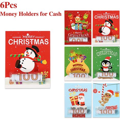 Carte De Noël Pliante - Porte-Billets Santa - Pour Cadeaux Monétaires Festifs - 6 Pièces (1/5)