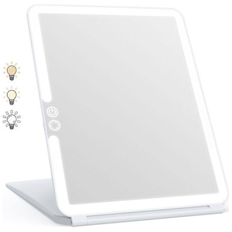 Schminkspiegel, beleuchteter Schminkspiegel, LED-Spiegel, Touchscreen-Reisespiegel (Weiß) (1/4)