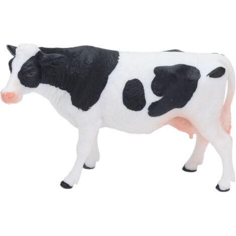 Figurine Vache Simmental Réaliste en Plastique Noir et Blanc pour Décoration Bureau ou Cadeau d'Anniversaire