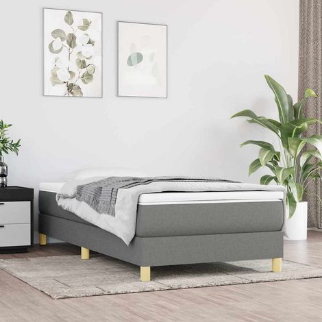 Cama box spring con colchón tela gris oscuro 90x200 cm (1/5)