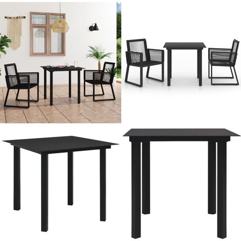 Juego de comedor de jardín 3 piezas ratán PVC negro - Mesa de jardín - Sillas de jardín