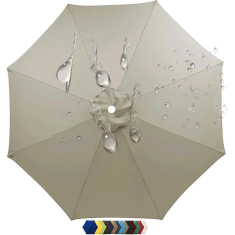 Auvent de Rechange pour Parasol de Terrasse, 6 Baleines/8 Baleines Toile de Rechange pour Parasol D'extérieur, Protection UV50+, Tissu Polyester, Imperméable, Toile de Parasol Déporté(M11,270 cm 8.8ft (1/5)
