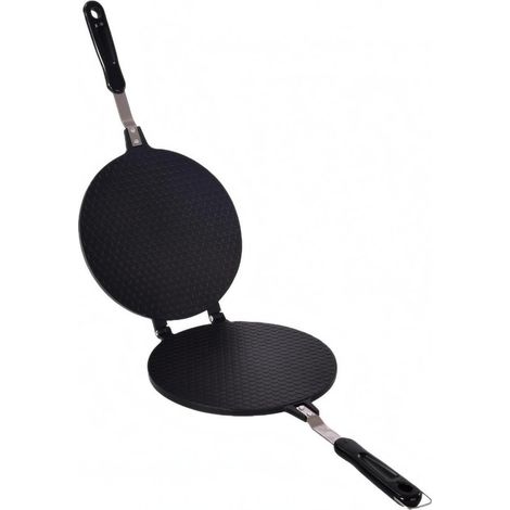 Doppelseitige Backform, Eierwaffelform, Rolldesign, faltbar, strukturierte Oberfläche, stabiler Verschluss, isolierte Griffe zum Backen, Schwarz, 18 cm (1/5)