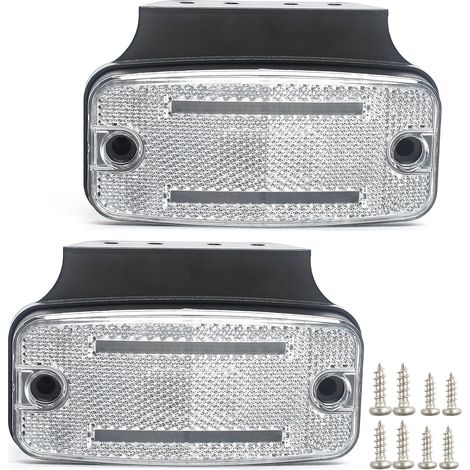 LED 2x Feux de Position Avant Blanc de Remorque 12/24V Latérales Feux de Gabarit avec Réflecteur Feux Arrière Lampe (1/5)