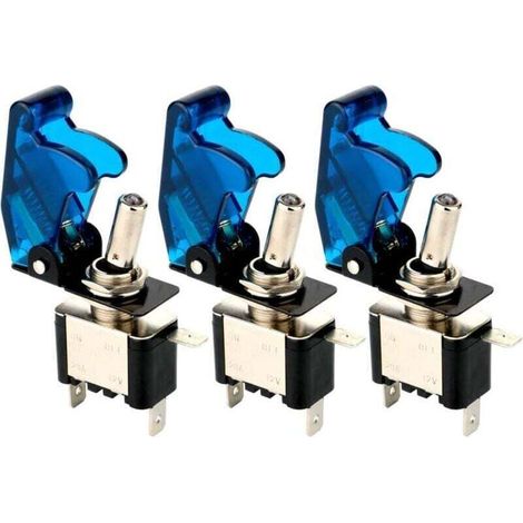 Stück DC12V-24V 20A Wippschalter, mit wasserdichter Kappe + blauer LED, SPST-Metall-Kippschalter, Ein/Aus 2 Positionen 3-polig, verwendet für Auto, Auto, LKW, Boot (1/4)
