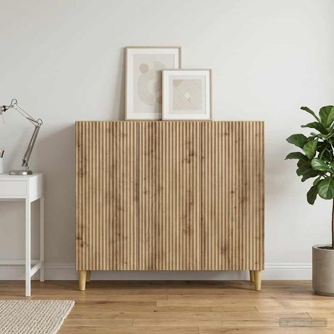 Buffet 3 portes avec étagères réglables, bois d’ingénierie, chêne artisanal, 89 x 34,5 x 80 cm - PANGIVO (1/5)