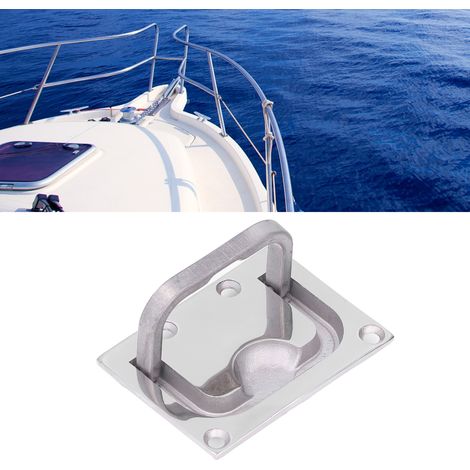 Poignée de Trappe de Pont en Acier Inoxydable 316 Poli Miroir, Carré 76x56mm pour Bateau (1/5)