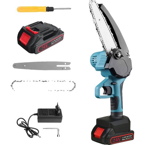 Mini motosierra, diseño portátil, ligera y potente, 8 pulgadas de diámetro (1 batería) (1/2)