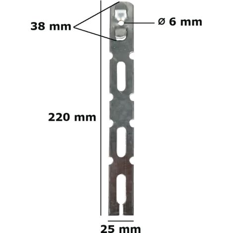 Patte de fixation L 220 mm pour dormant de 60 ou 70 mm pour pose en applique de fenêtre GEFRADIS