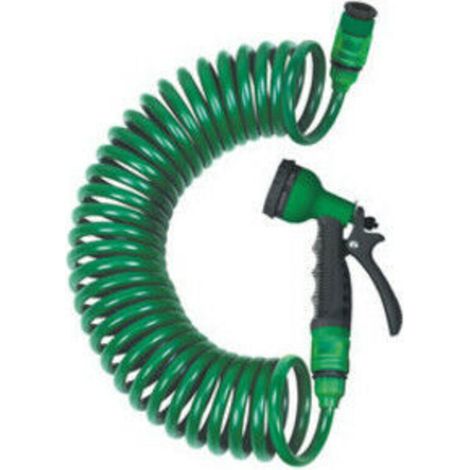Kit tuyau d'arrosage spiralé 10m avec pistolet d'arrosage 7 fonctions