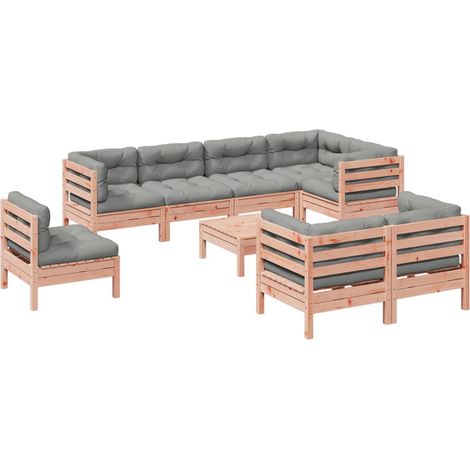 vidaXL Set Divani Giardino 9 pz Cuscini Legno Massello Abete Douglas (1/5)